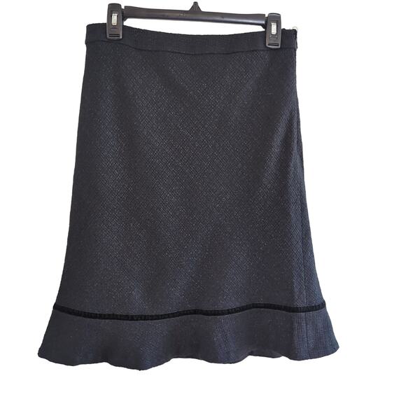 Gap Black Wool Blend Knee Length Trumpet Tweed Skirt Size 4 - Picture 1 of 12